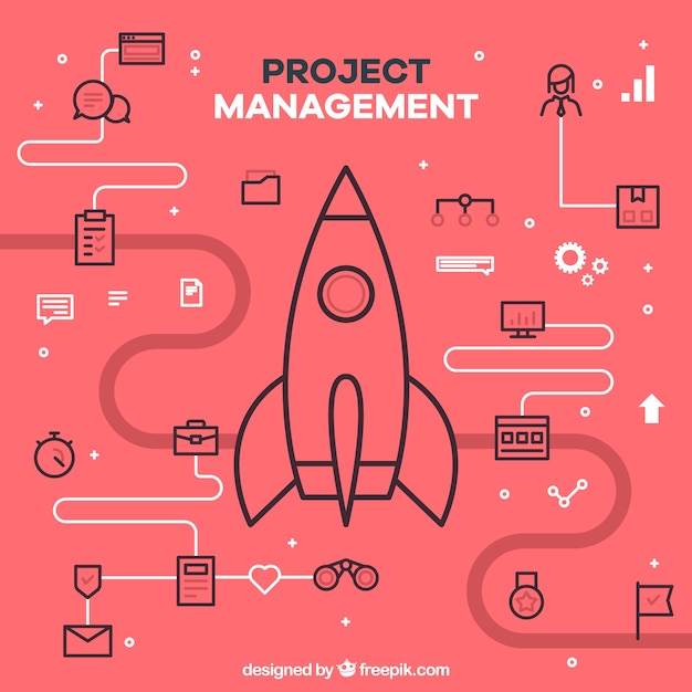 Red flat project management concept