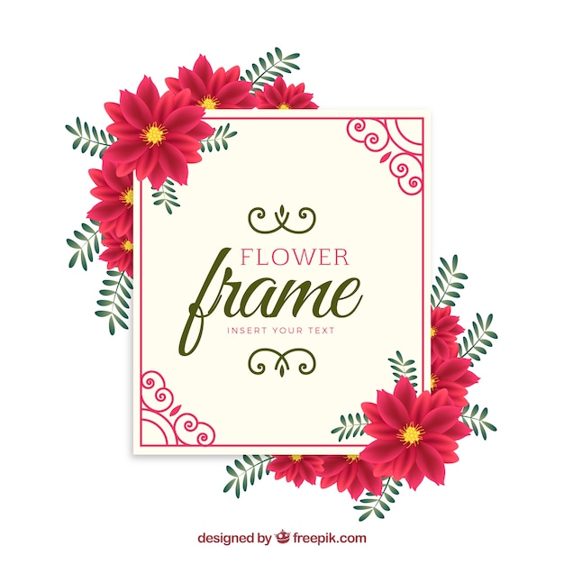 Red flower frame background