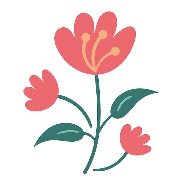 Free Vector red flowers spring season