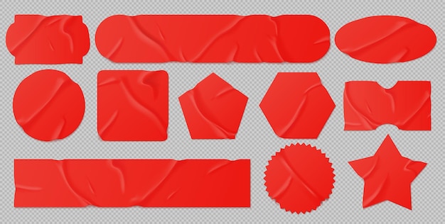 Red glued stickers set