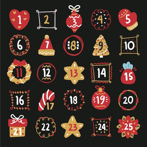 Red and golden advent calendar