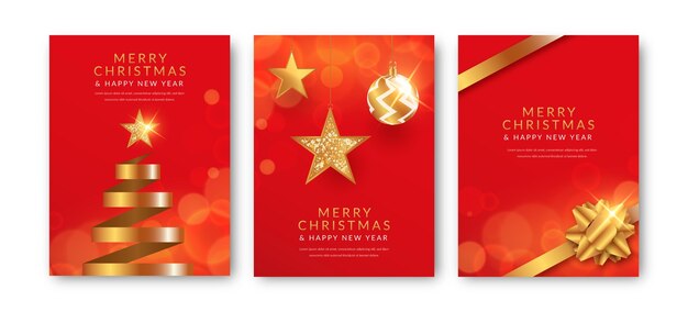 Red and golden christmas cards