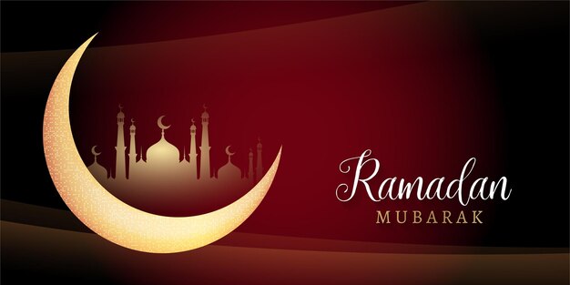 Red and Golden Free vector eid mubarak ramadan season festival greeting design banner background