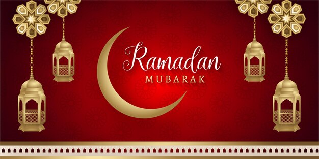 Red and Golden Royal Theme Free vector eid mubarak ramadan season festival greeting banner design