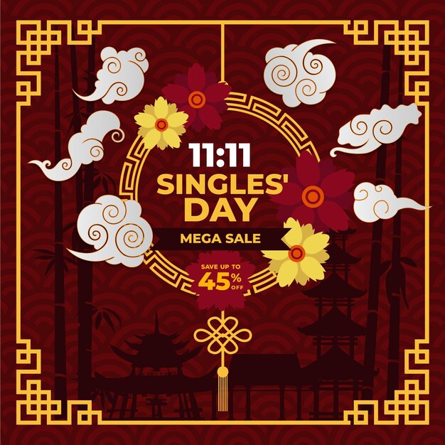 Red and golden singles day