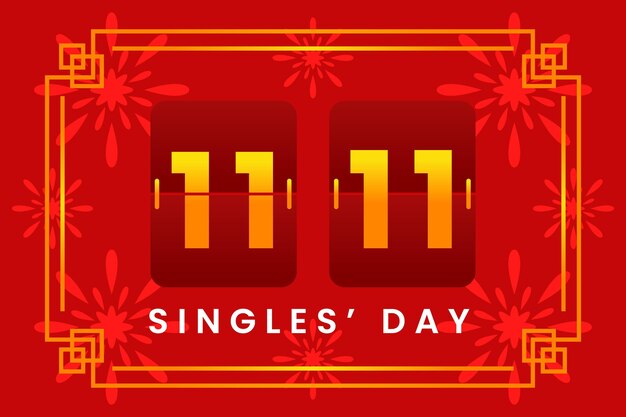 Red and golden style singles' day