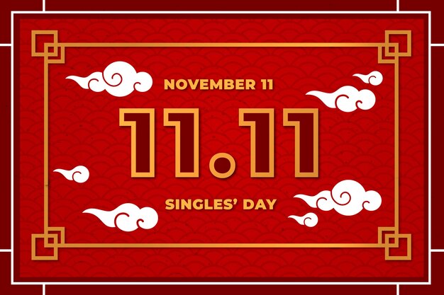 Red and golden style singles' day