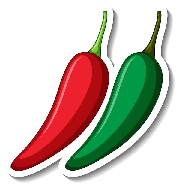 Free vector red and green chilli cartoon sticker