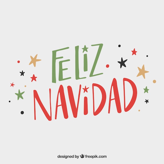 Red and green feliz navidad lettering background