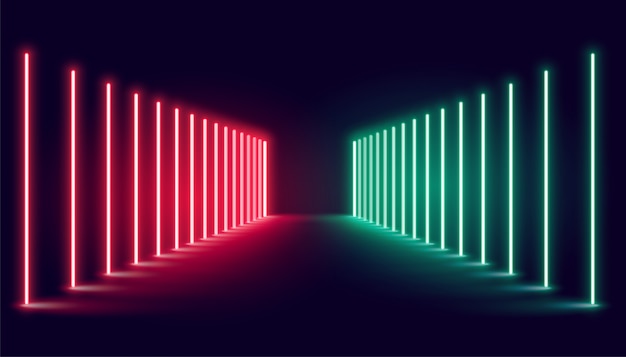 Free vector red and green neon light stage