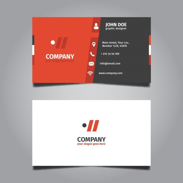 Free Vector red and grey corporate business card