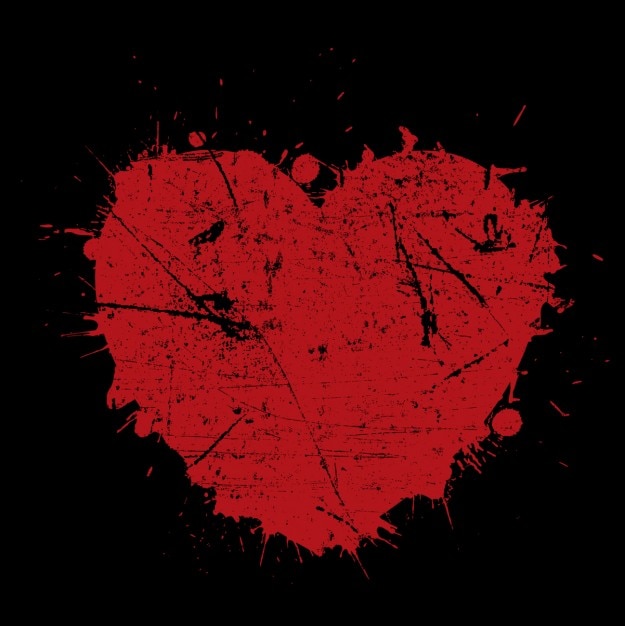 Red grunge heart background