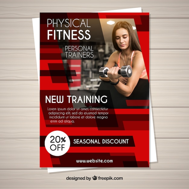 Free vector red gym flyer template