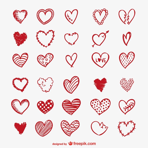 Red heart drawings