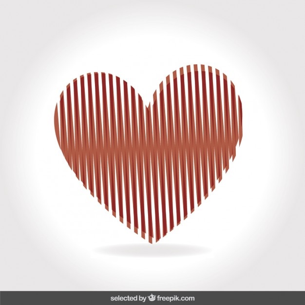 Free Vector red heart made with vertical stripes