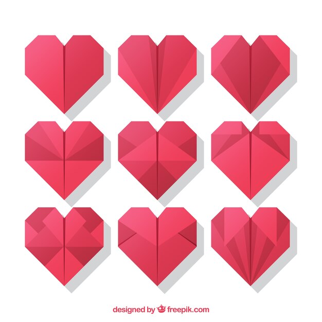 Red hearts in flat design