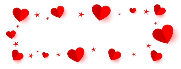 Red hearts and stars frame banner with text space