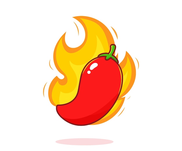 Free vector red hot chili logo hand drawn cartoon art illustration