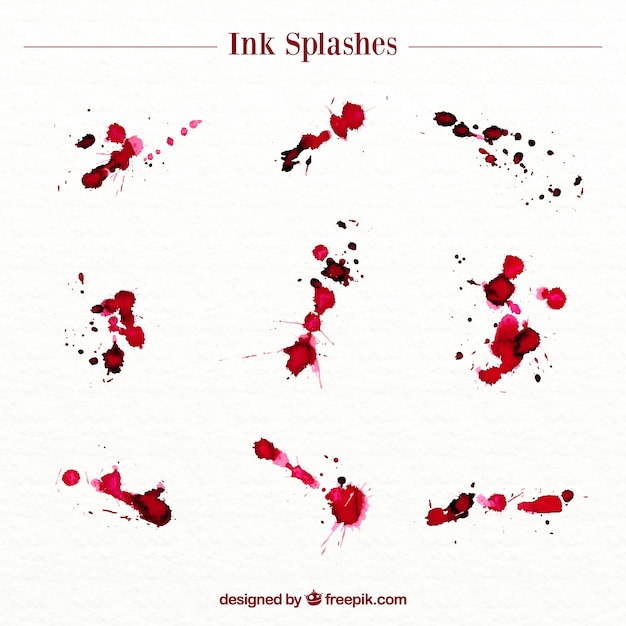 Free Vector red ink splashes