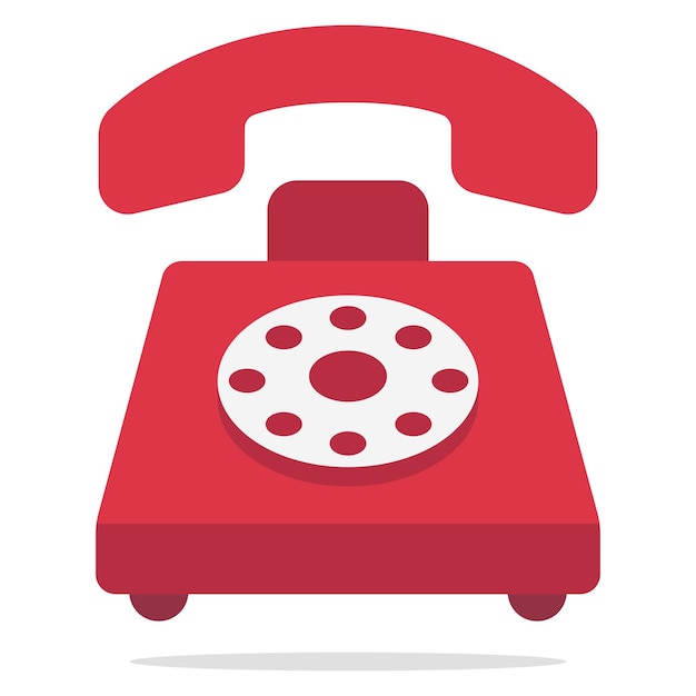 Free Vector red landline phone flat style