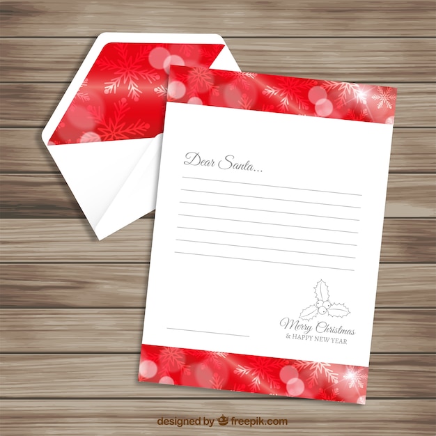 Red letter template and envelope for santa claus