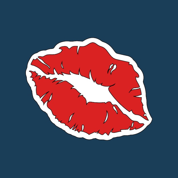 Free Vector red lipstick print sticker vector