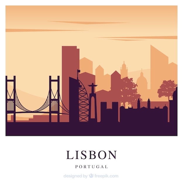 Free Vector red lisbon skyline background