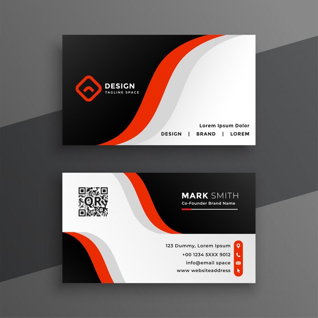 Red modern business card design template