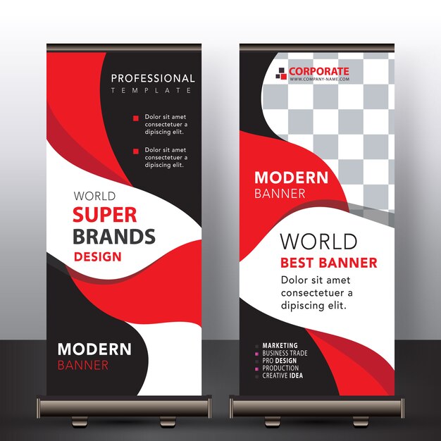 red modern roll up banner