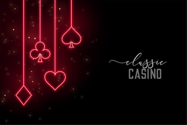 Red neon casino symbols background