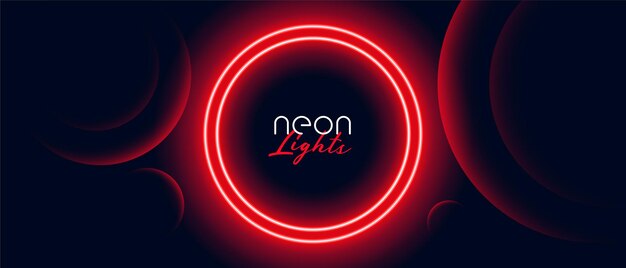 Red neon circle light frame banner design