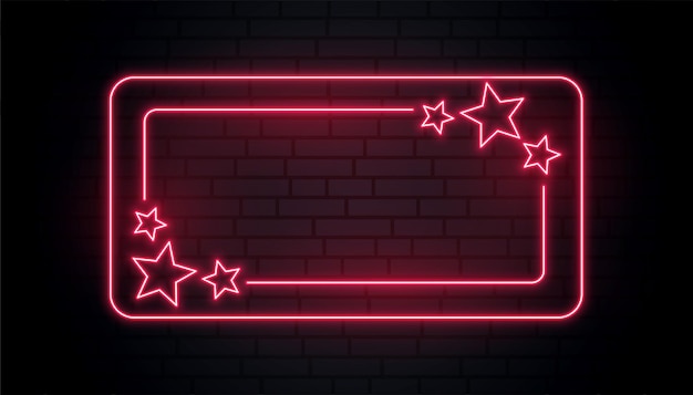 Red neon stars frame with text space