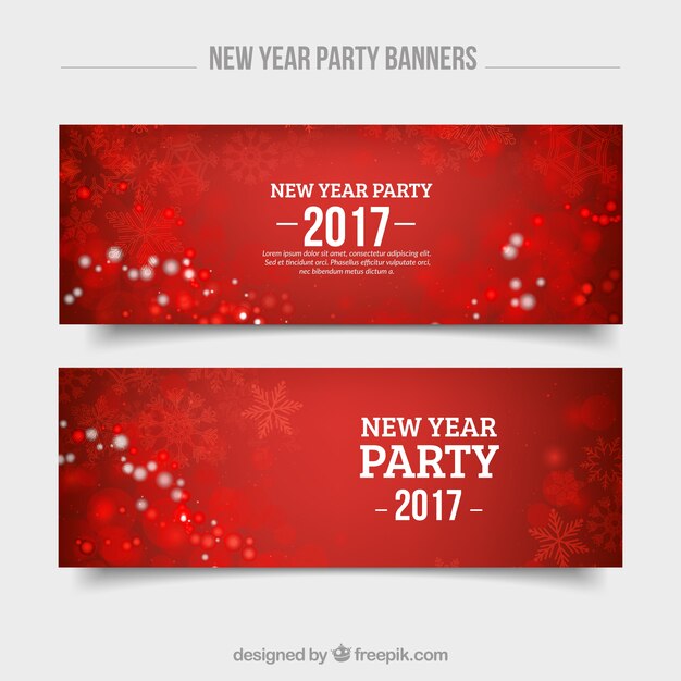 Free Vector red new year banners with snowflakes