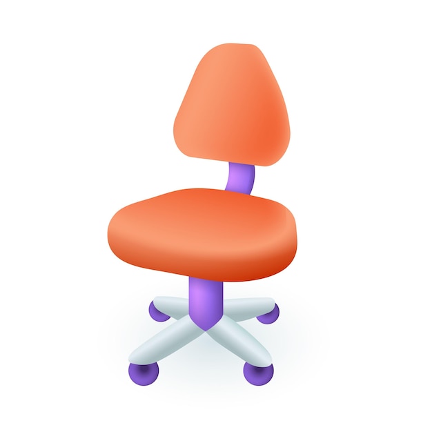 Free Vector red office chair for working or studying 3d icon. chair for classroom, home office or workplace 3d vector illustration on white background. business, education, furniture concept