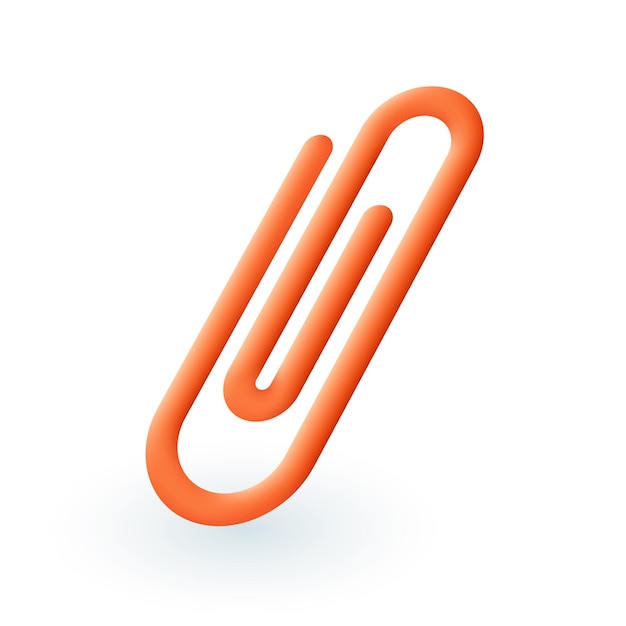 Free Vector red or orange paper clip 3d icon. paperclip for work or school documents 3d vector illustration on white background. business, education, paperwork, stationery concept