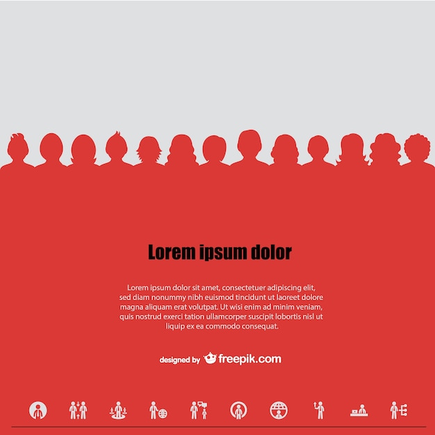 Free Vector red people heads silhouettes