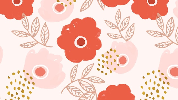 Free Vector red and pink doodle flower pattern vector