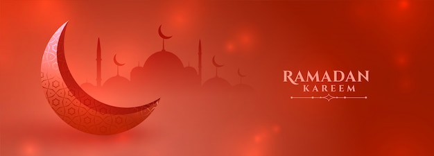 Red ramadan kareem season festival banner design