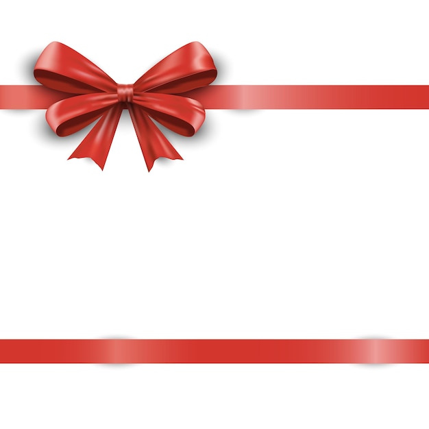 Free vector red ribbon with bow isolated on white background vector