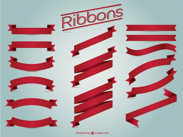 Free Vector red ribbons vintage set 