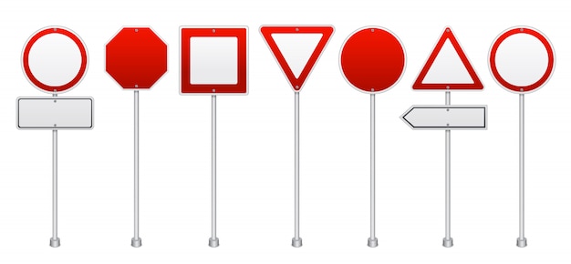 Free Vector red road signs realistic set