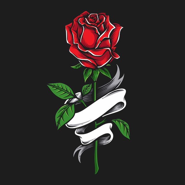 Red rose with banner vector illustration