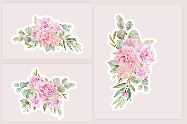 Free Vector red roses sticker arrangement design