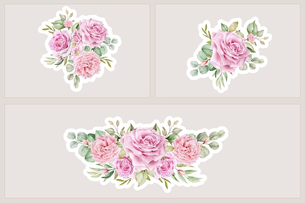 Free vector red roses sticker arrangement design