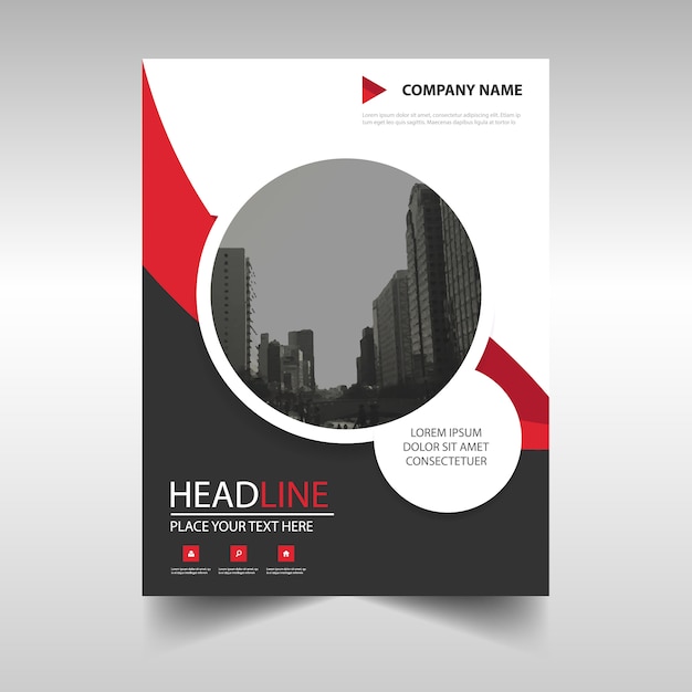 Red round modern annual report template