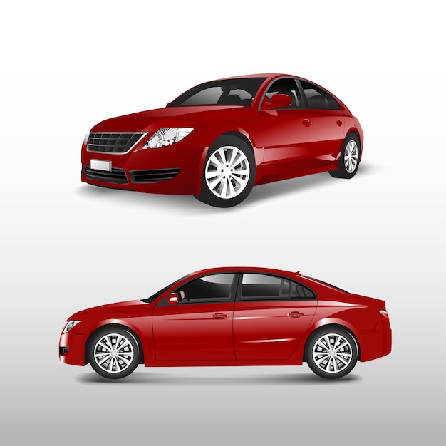 Red sedan car isolated on white vector