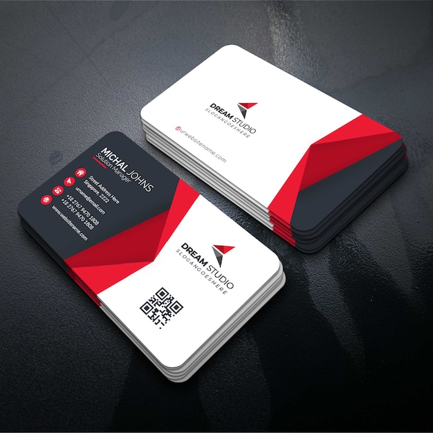 Red shape visit card