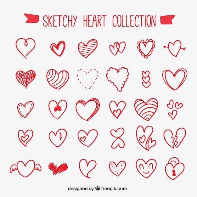 Red sketchy heart collection