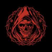 Free vector red skull grim reaper illustration