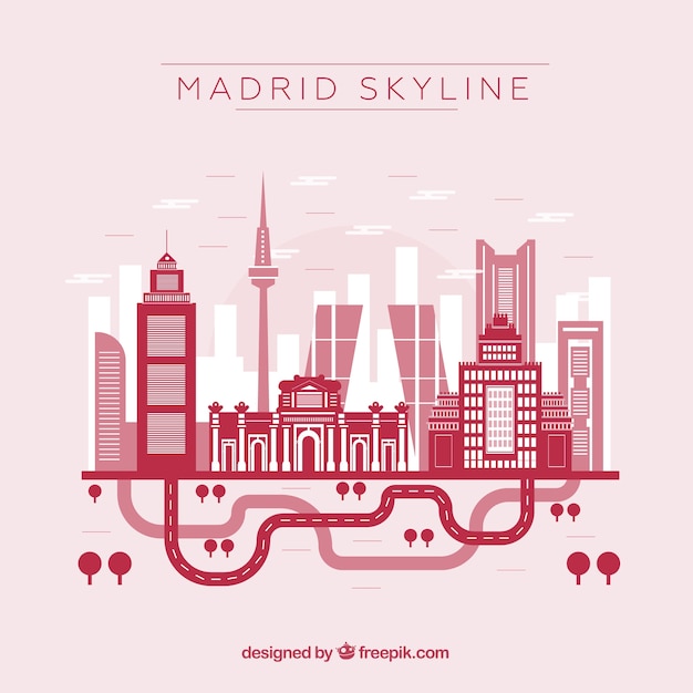 Red skyline of madrid